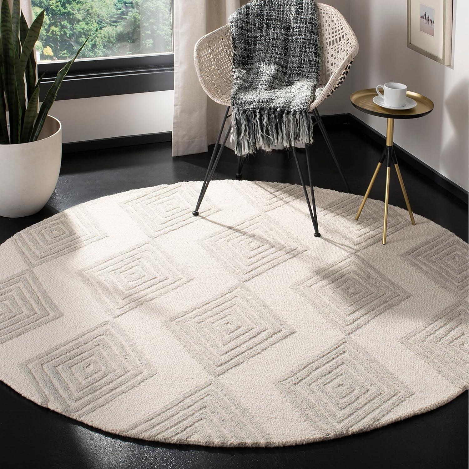 Blossom BLM111 Hand Tufted Area Rug - Silver/Ivory - 8'x10' - Safavieh.
