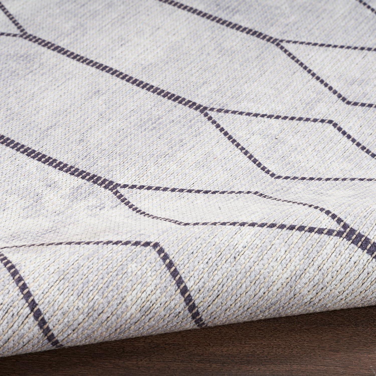 Pymble Geometric Machine Washable Area Rug in Ivory/Grey