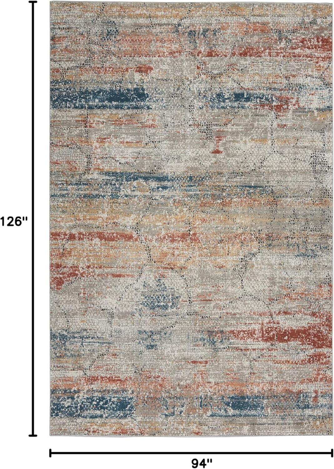 Blue Abstract Synthetic Rectangular 7'10" x 10'6" Rug