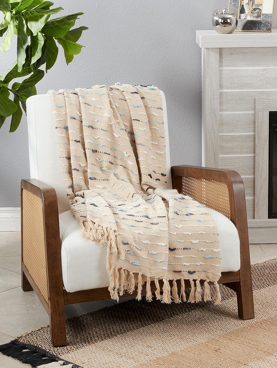 Saro Lifestyle Stitched Striped Throw With Tasseled Edges