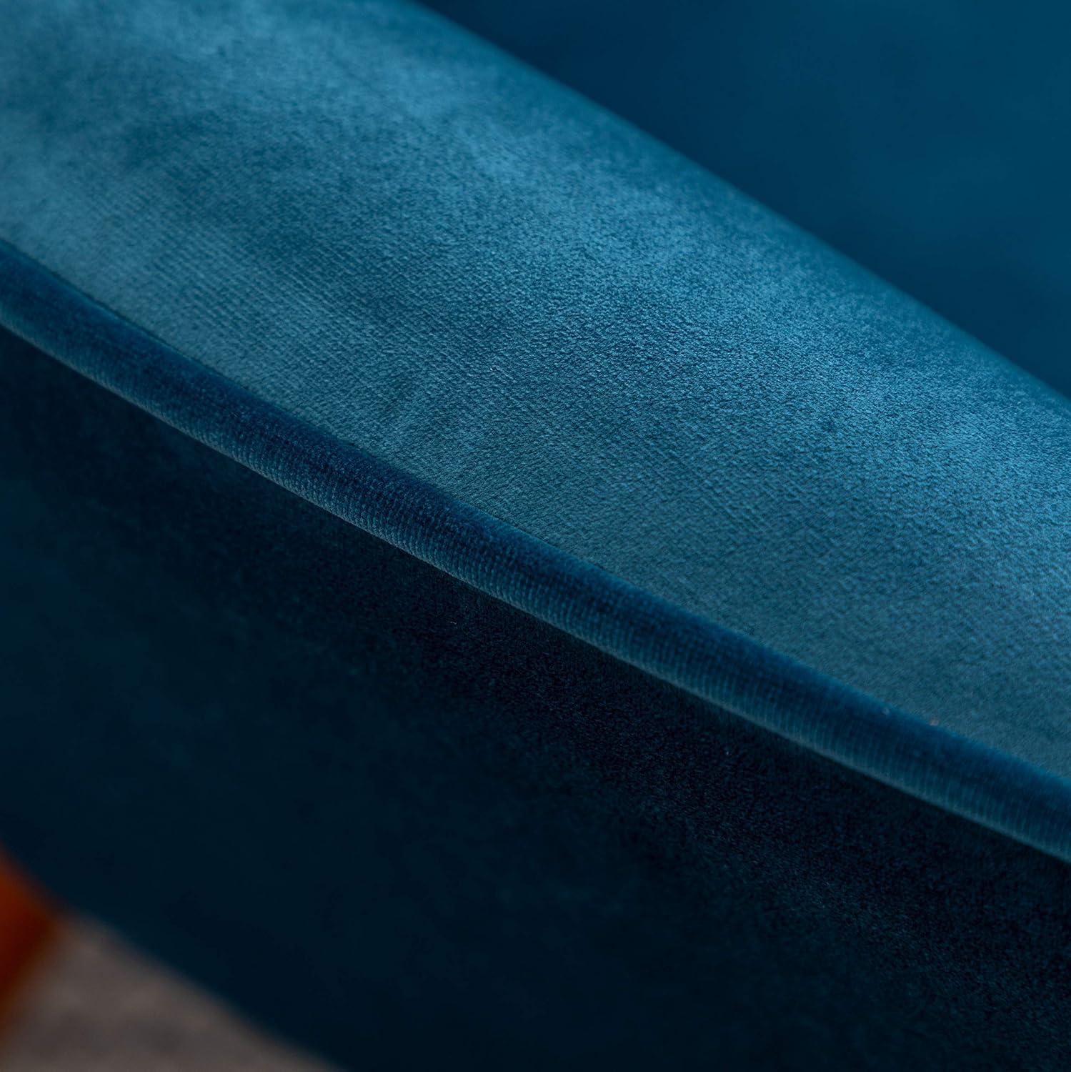 Roundhill Furniture Leiria Contemporary Silky Velvet Tufted Accent Chair with Ottoman, Blue