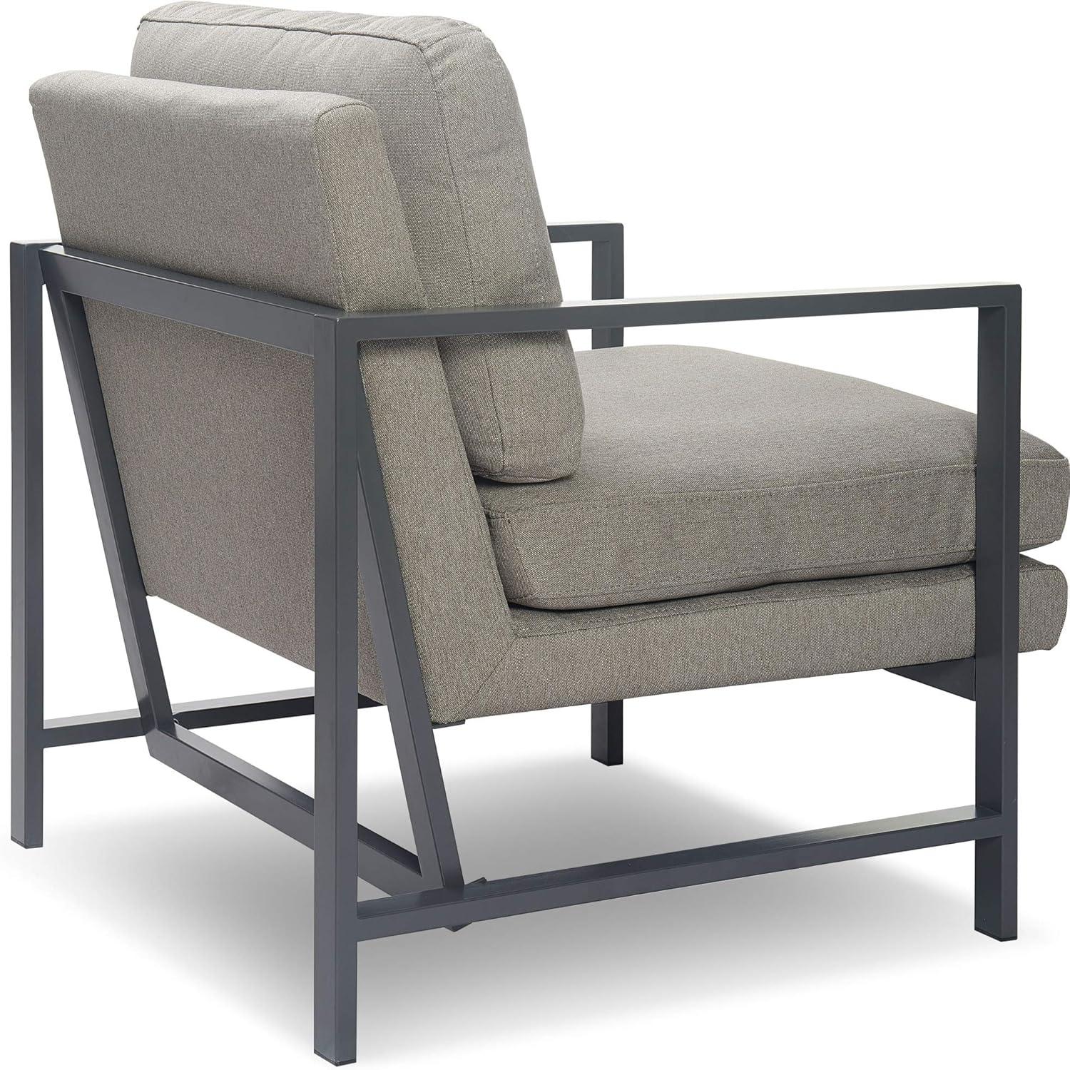 Tommy Hilfiger Russell Square Metal Frame Accent Chair, Mid-Century Modern, Medium-Soft Pillow Back