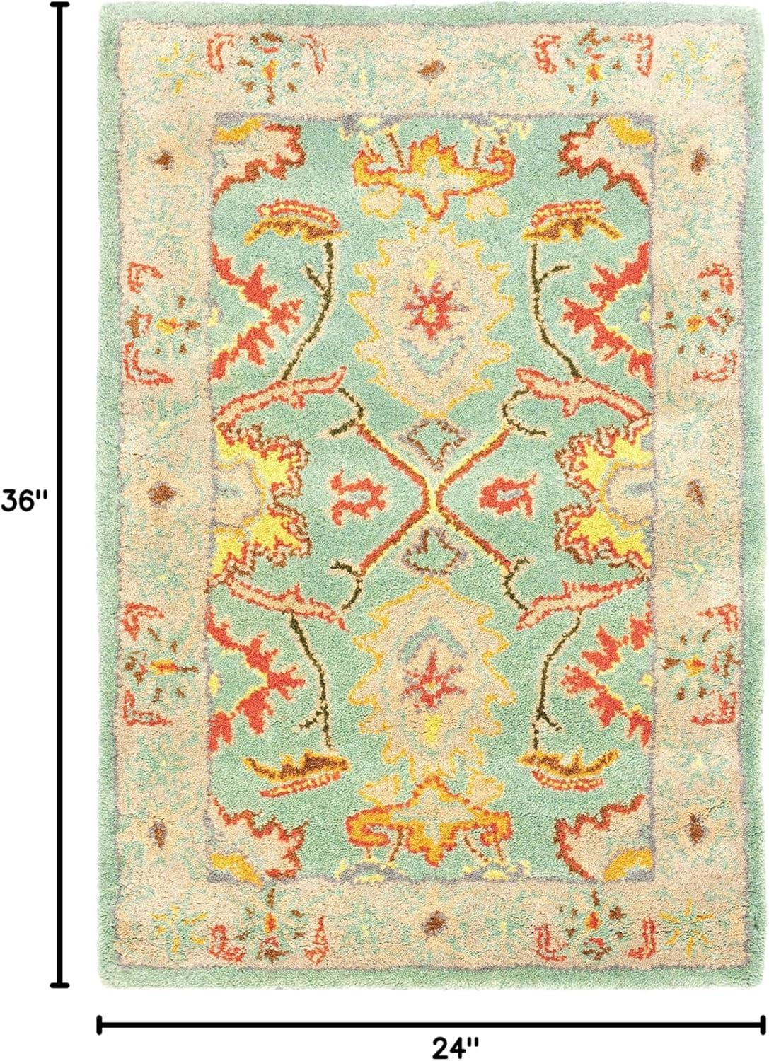 Elegant Heritage Light Blue & Ivory Hand-Tufted Wool Accent Rug - 2' x 3'