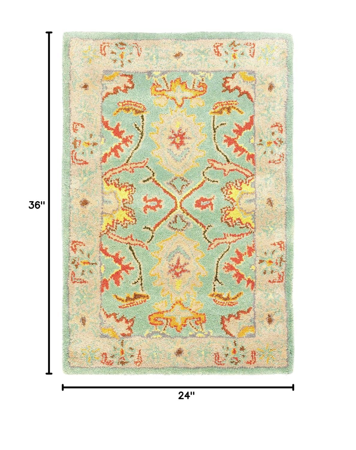 SAFAVIEH Heritage Giles Traditional Wool Area Rug, Light Blue/Ivory, 2' x 3'
