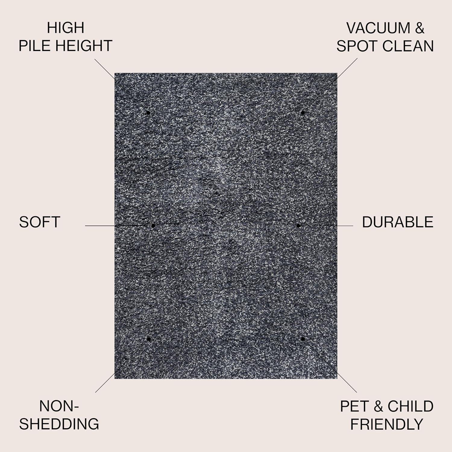 3'x5' Mercer Shag Plush Area Rug, Denim - JONATHAN Y