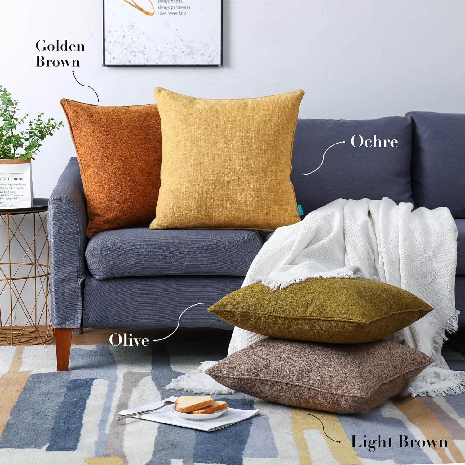 MAXAYA Set Of 2 Mustard Yellow Pillow Covers 18X18 Inch Rustic ...