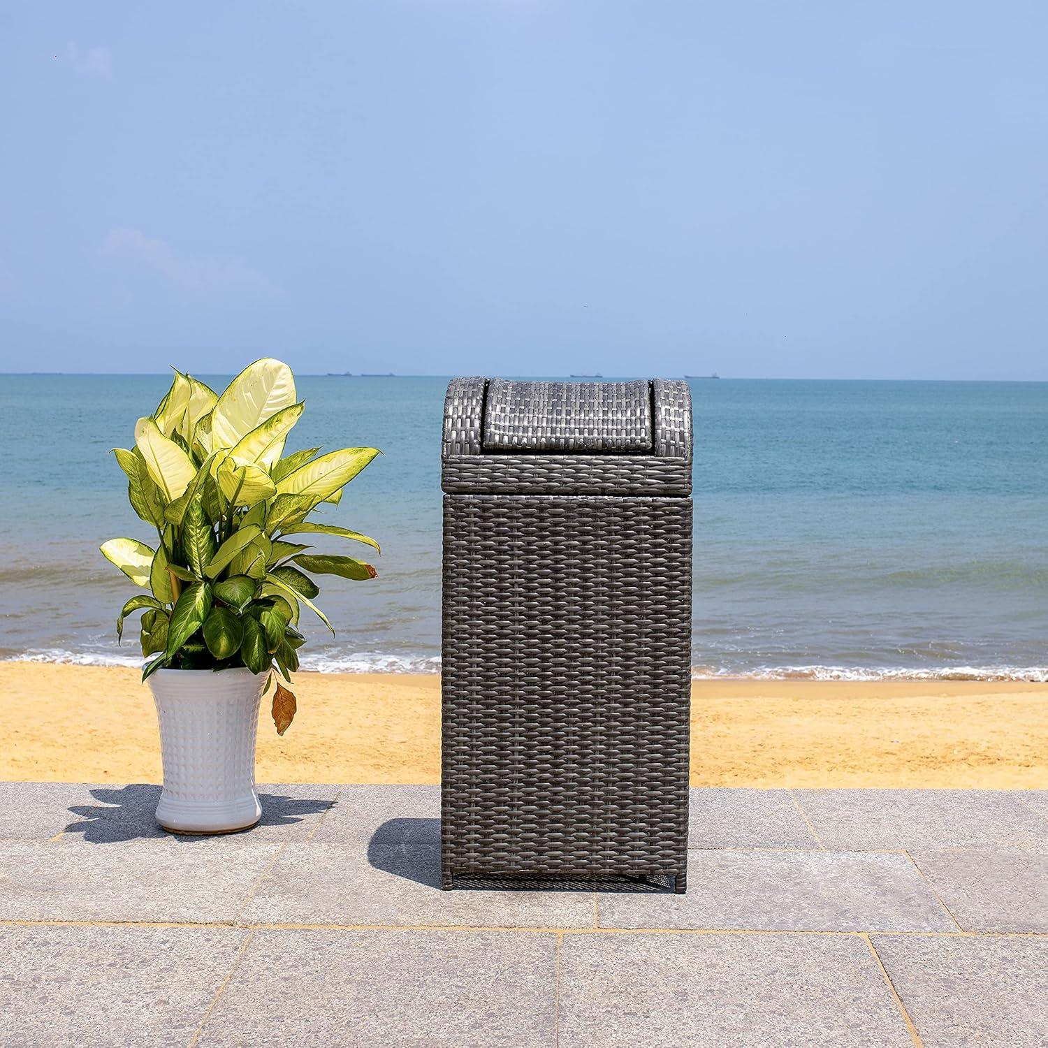 Serapis Outdoor Trash Can - Grey Brown - Safavieh
