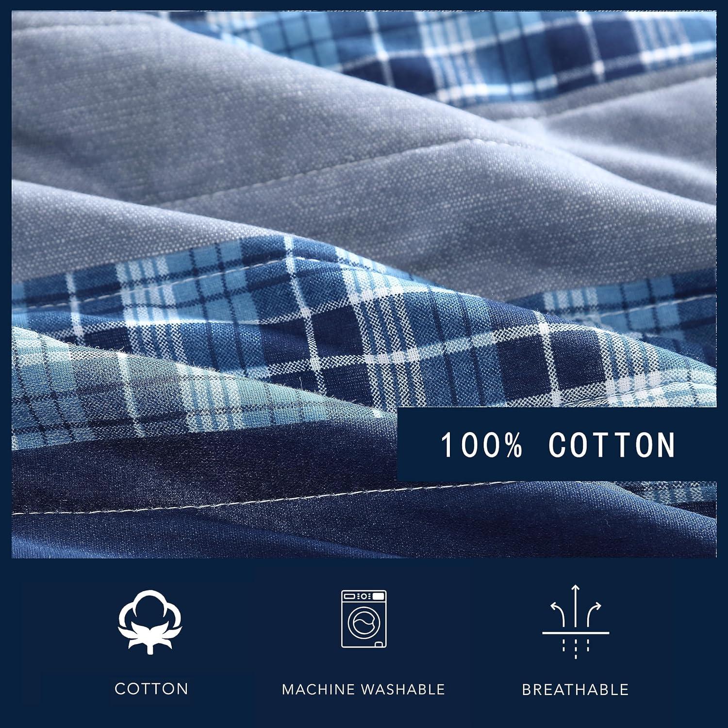 Nautica Addison Cotton Reversible Blue Quilt Set