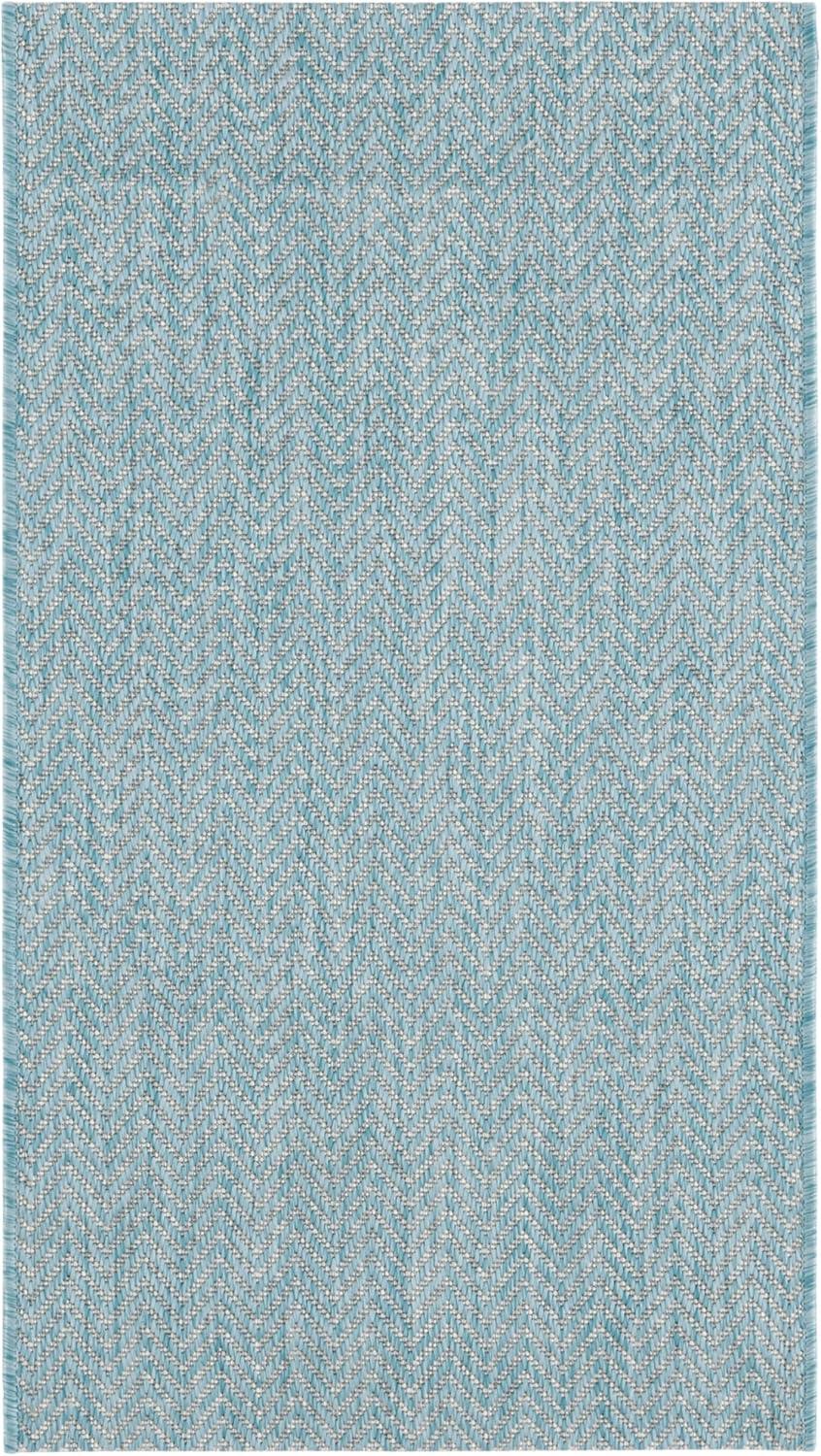 Courtyard CY8022 Power Loomed Indoor and Outdoor Accent Rug - Aqua/Grey - 2'x3'7" - Safavieh