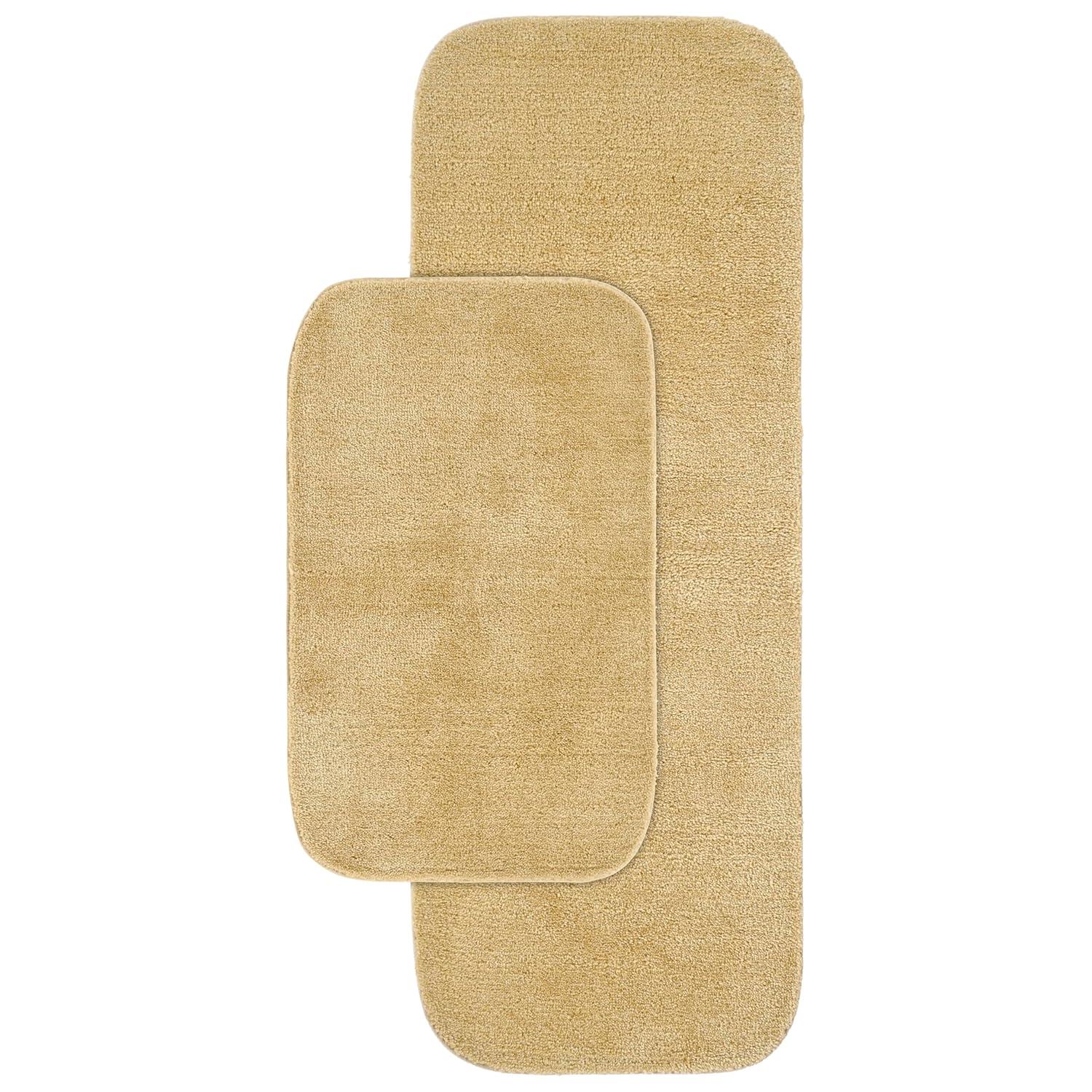 2pc Traditional Nylon Washable Bathroom Rug Set Linen - Garland Rug: Machine Made, Tufted, Latex Backing