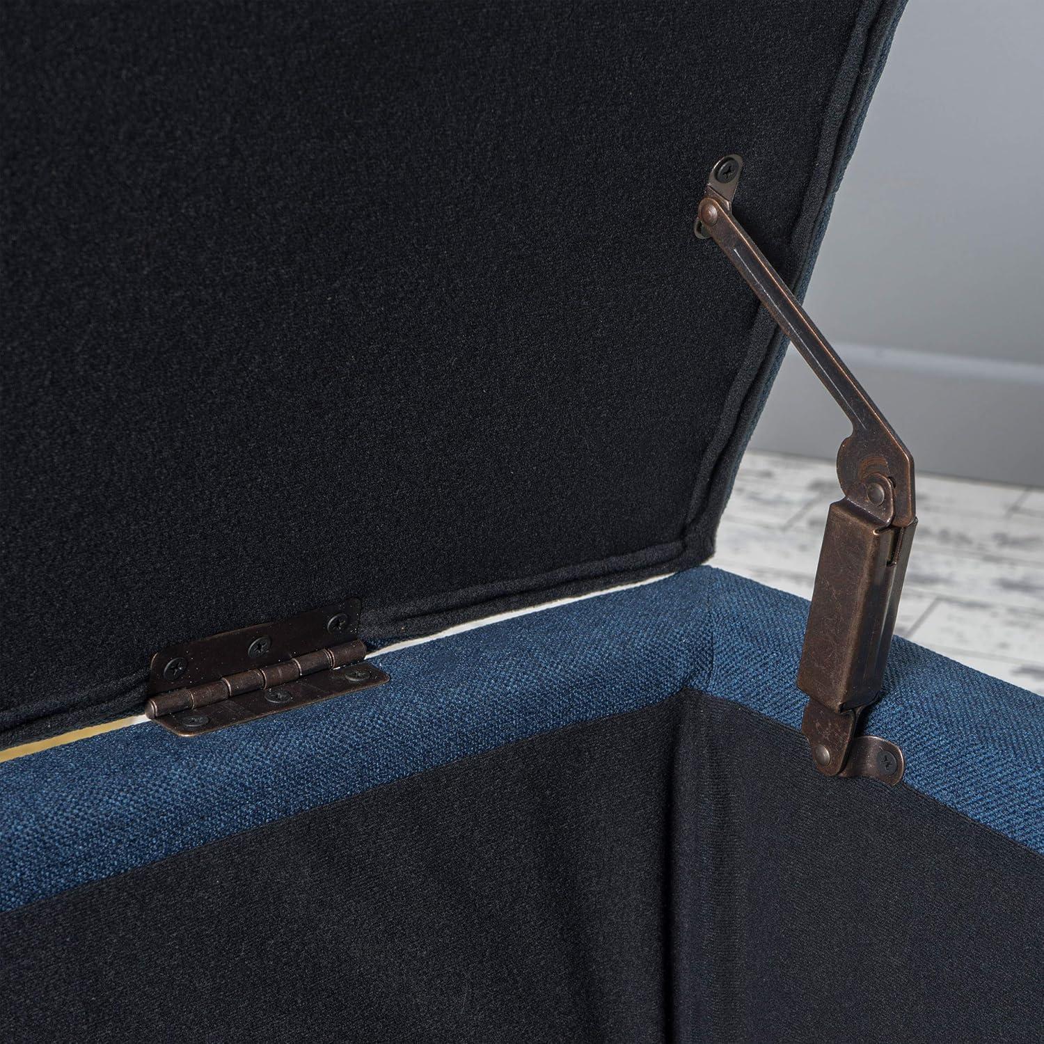 Ottilie Storage Ottoman Dark Blue - Christopher Knight Home: Upholstered Bedroom Seating with Tufted Lid