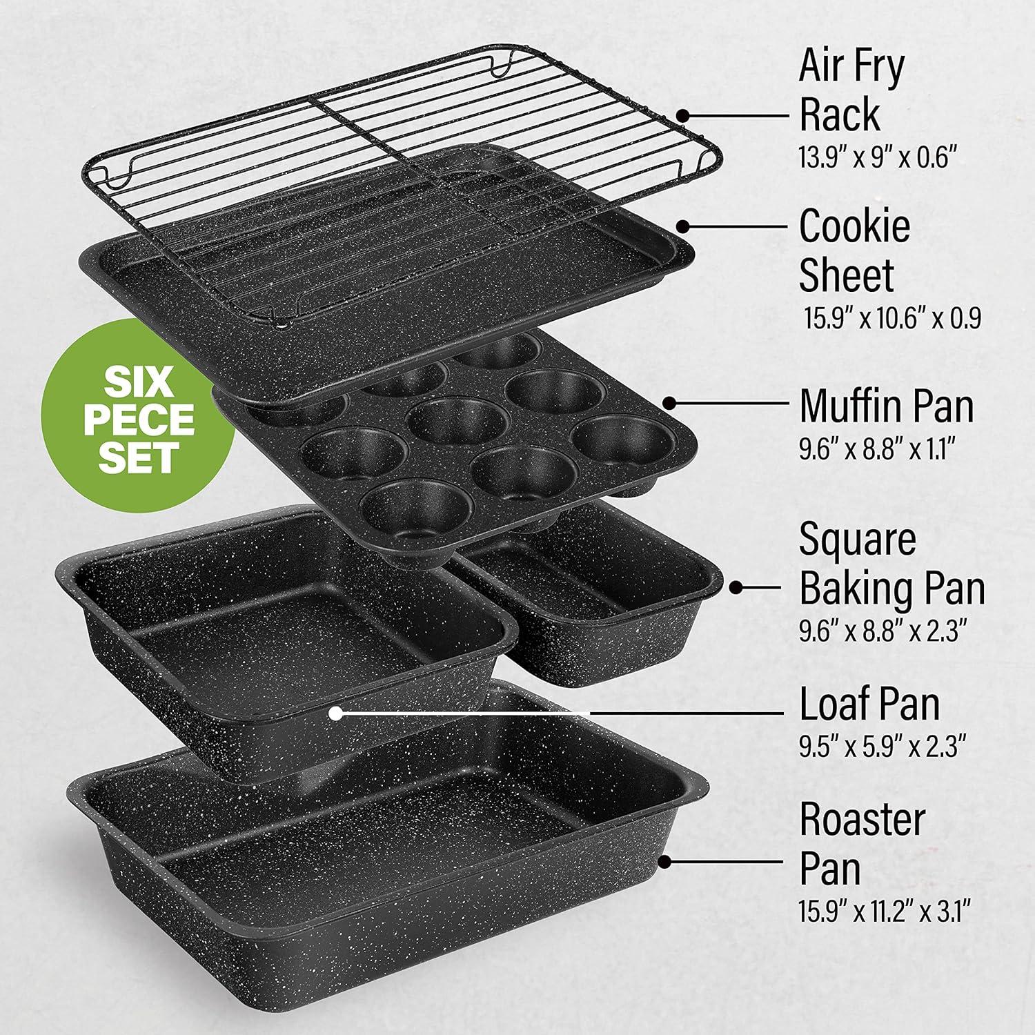 Granitestone 6 Piece Nonstick Stackable Bakeware Set - Black