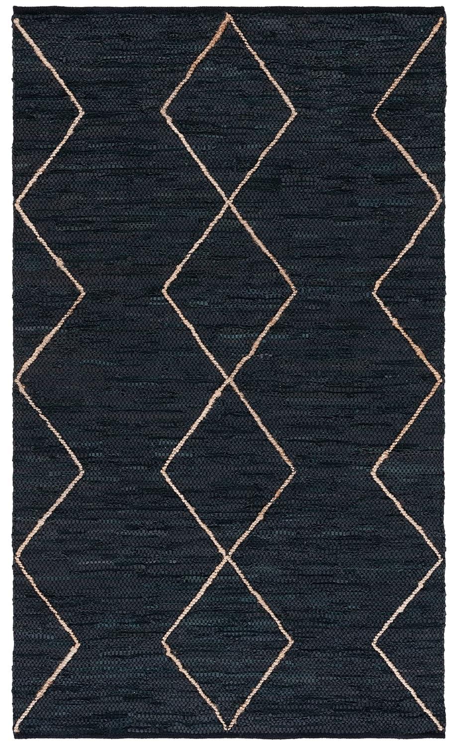 Vintage Leather VTL801 Hand Woven Area Rug - Black/Natural - 3'x5' - Safavieh.