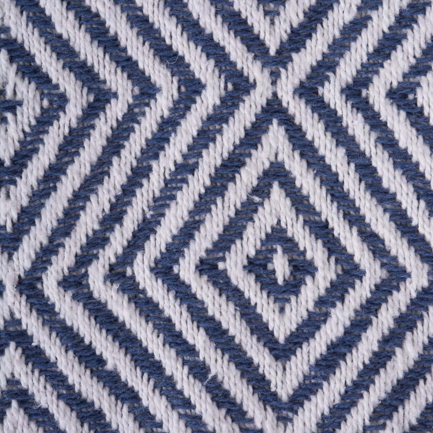 French Blue Diamond Geometric Cotton Throw Blanket