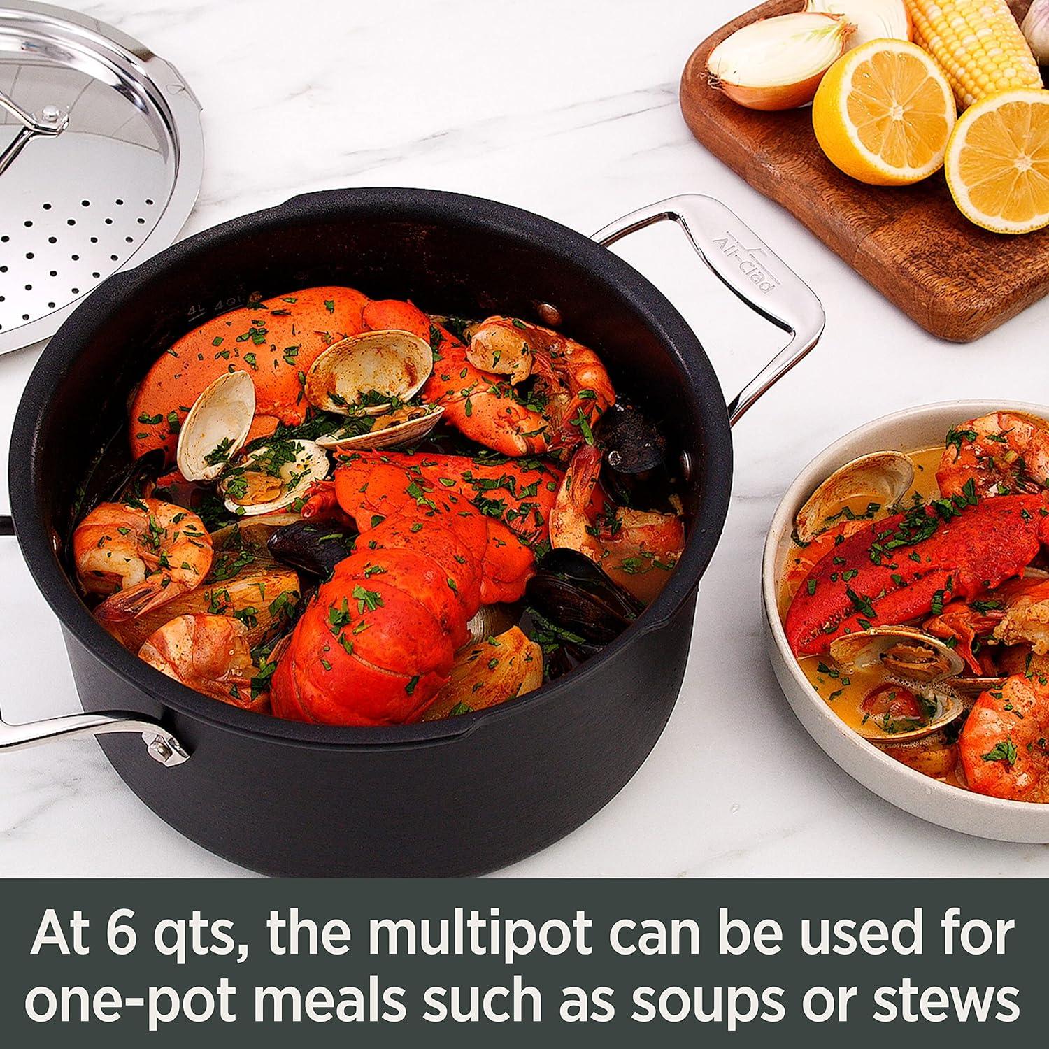 All Clad 6-Qt. Stainless Steel Non-Stick Multipot with Strainer Lid