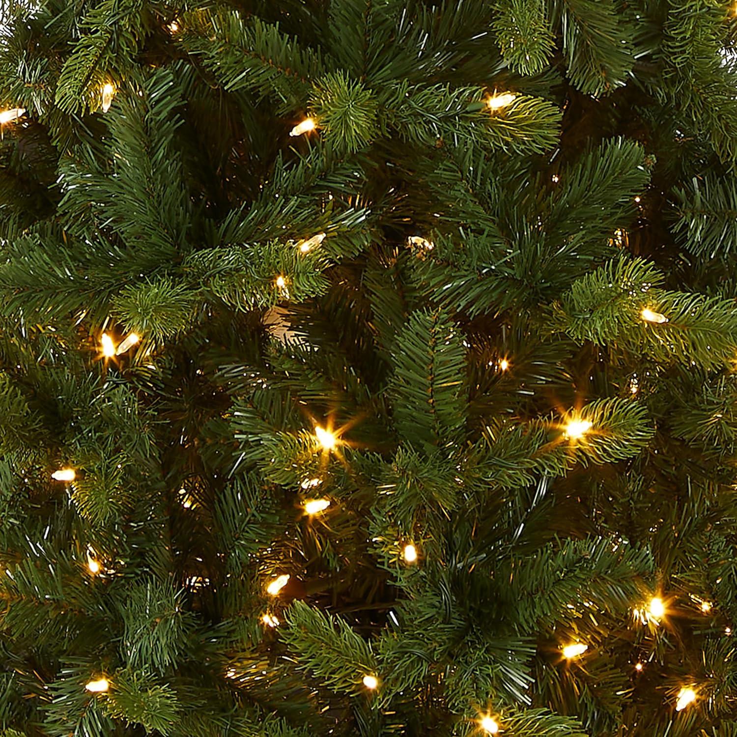 9' Prelit Pencil Slim Feel Real Downswept Douglas Fir Artificial Christmas Tree Dual Color Lights - National Tree Company