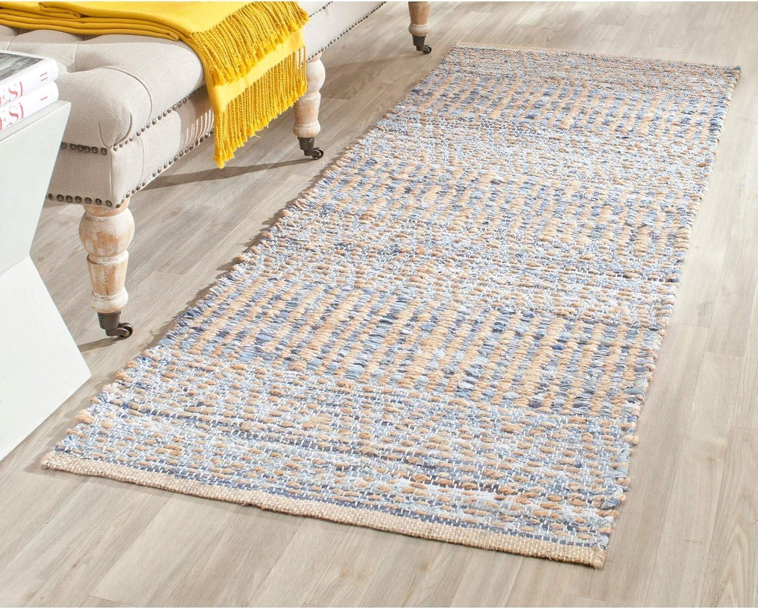 Cape Cod CAP353 Hand Woven Runner Rug - Natural/Blue - 2'3"x14' - Safavieh.