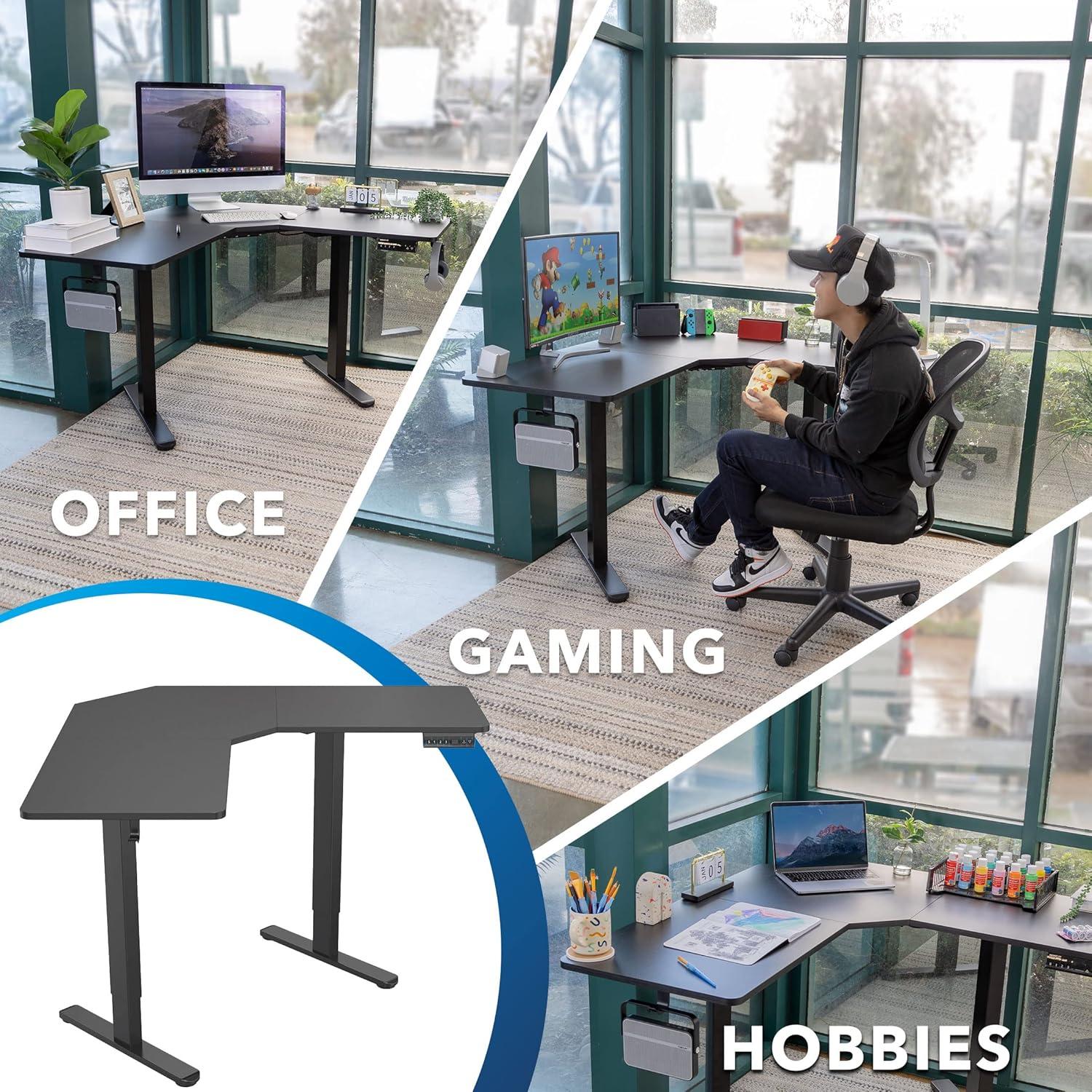 Mount-It! Electric Height Adjustable Desk for Corners, Automatic Standing Desk with Smooth Ergonomic Height Adjustment from 28.3" to 47.2"