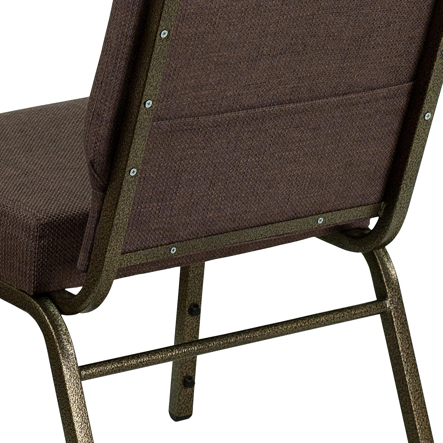 Flash Furniture Hercules Series 21"W Upholstered Adult Church Chair with Book Pouch, Brown