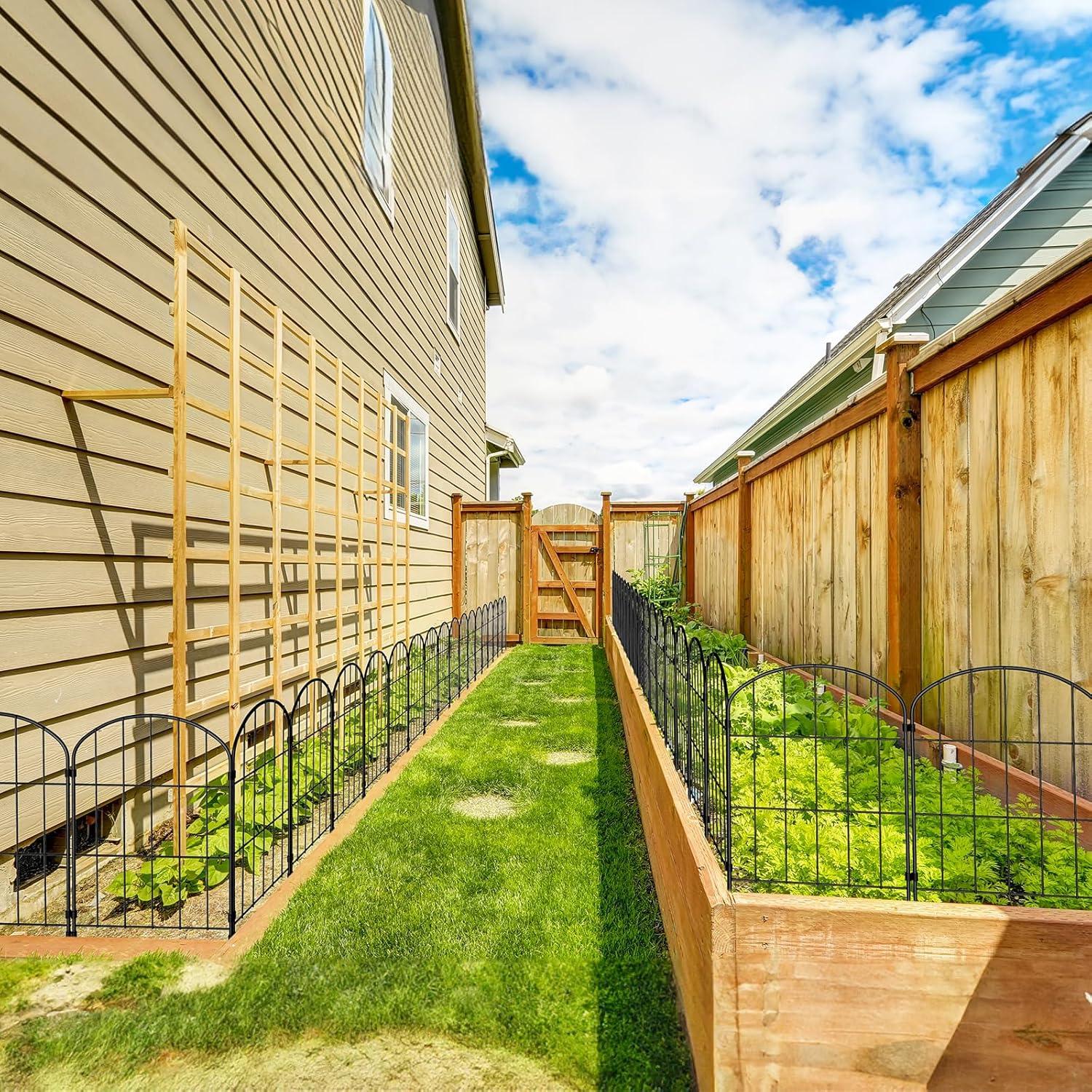 Decorative Garden Fence 25 Panels Animal Barrier Fence 27ft (L) x 22in (H) Rustproof Metal Wire Section Edging with Plastic Stakes Dog Fence Outdoor for Yard Yard Landscape Patio