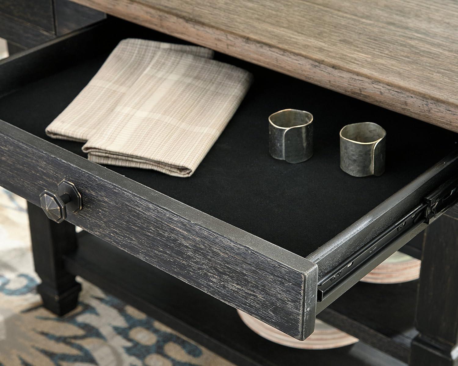 Signature Design by Ashley Tyler Creek Storage Dining Table in Black and Gray