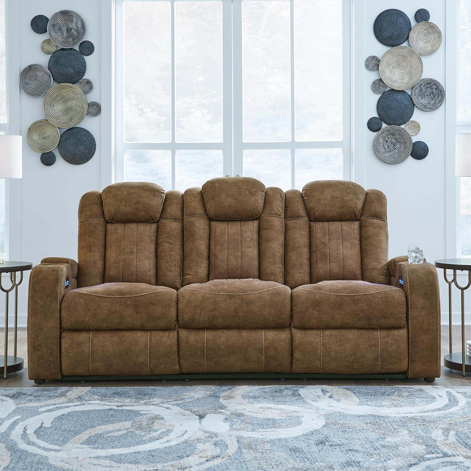 Signature Design by Ashley Wolfridge Brown Power Reclining Sofa