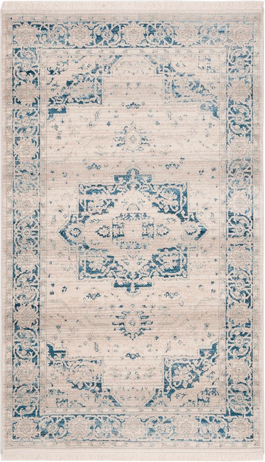 Vintage Persian VTP447 Power Loomed Indoor Accent Rug - Ivory/Blue - 3'x5' - Safavieh