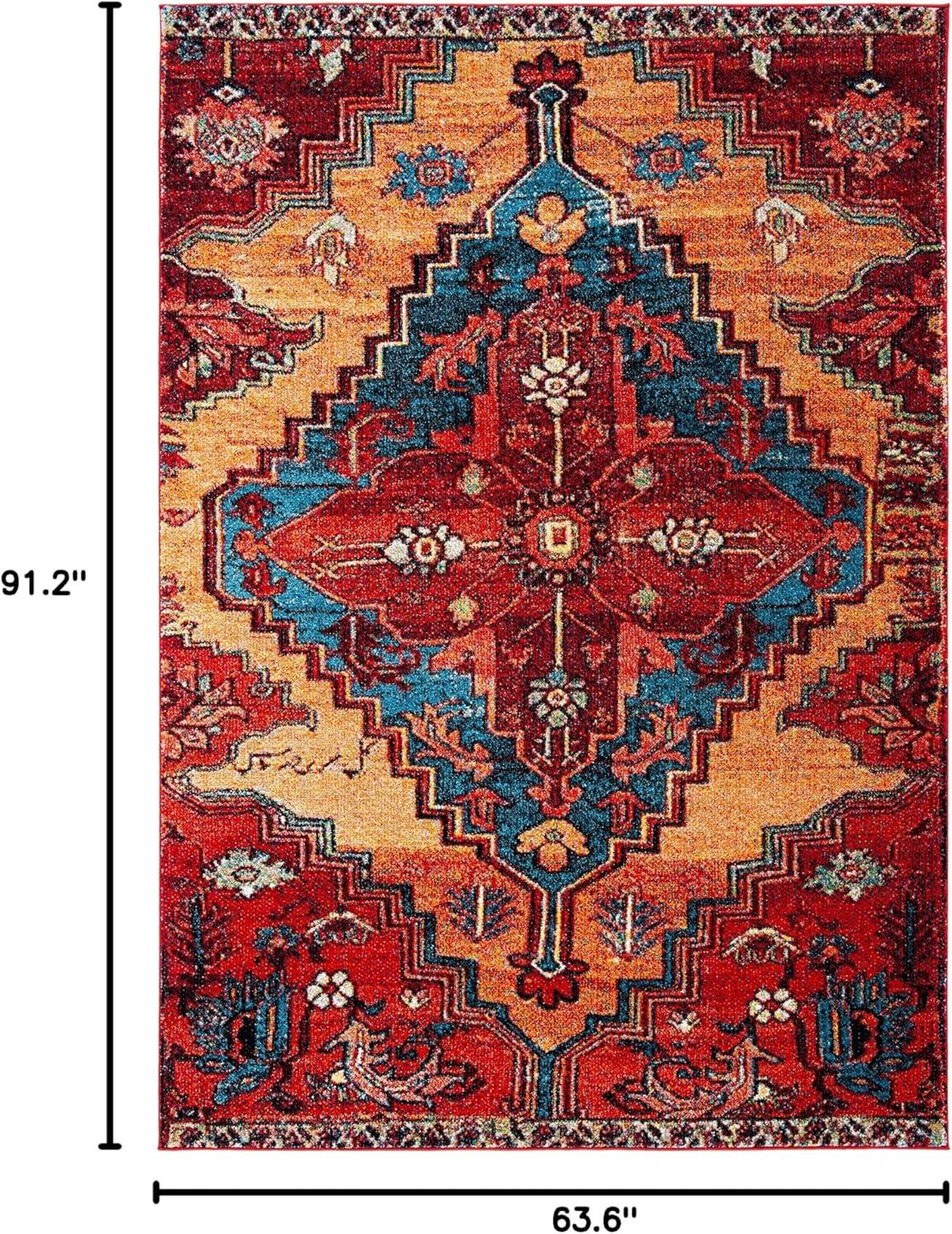 Vintage Hamadan VTH248 Power Loomed Indoor Area Rug - Red/Blue - 5'3"x7'6" - Safavieh