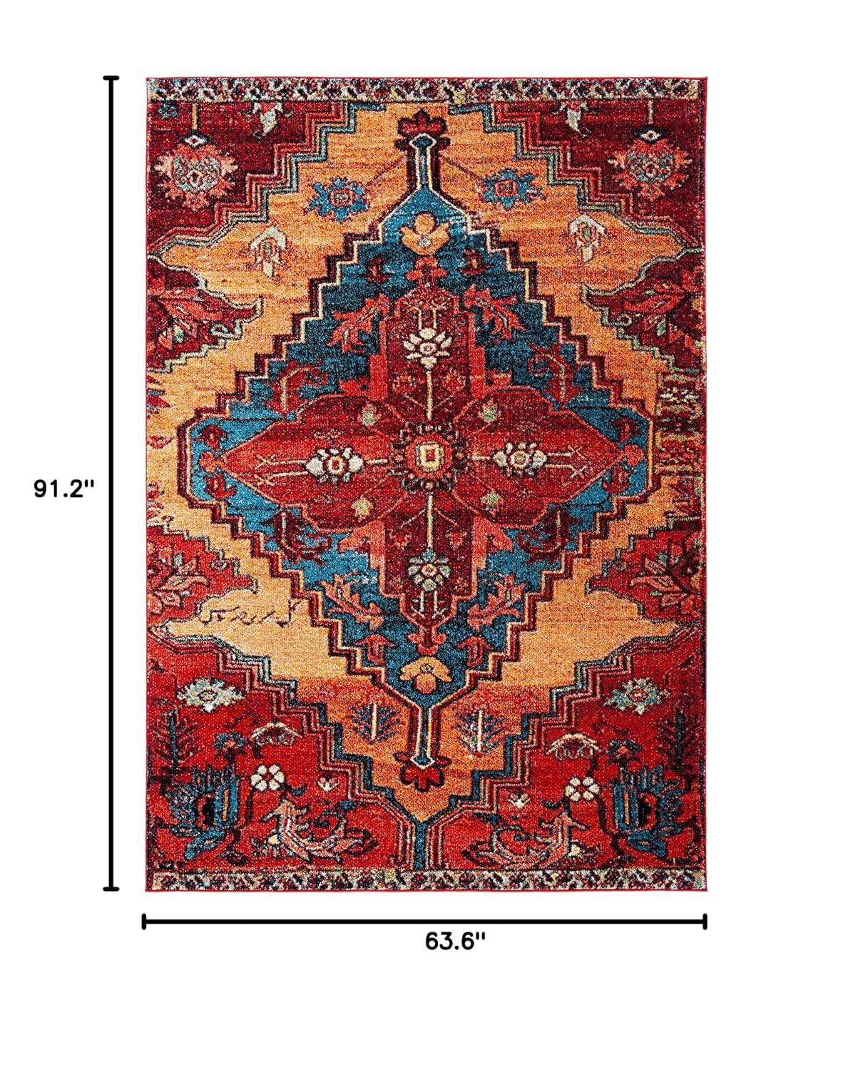 Vintage Hamadan VTH248 Power Loomed Indoor Area Rug - Red/Blue - 5'3"x7'6" - Safavieh