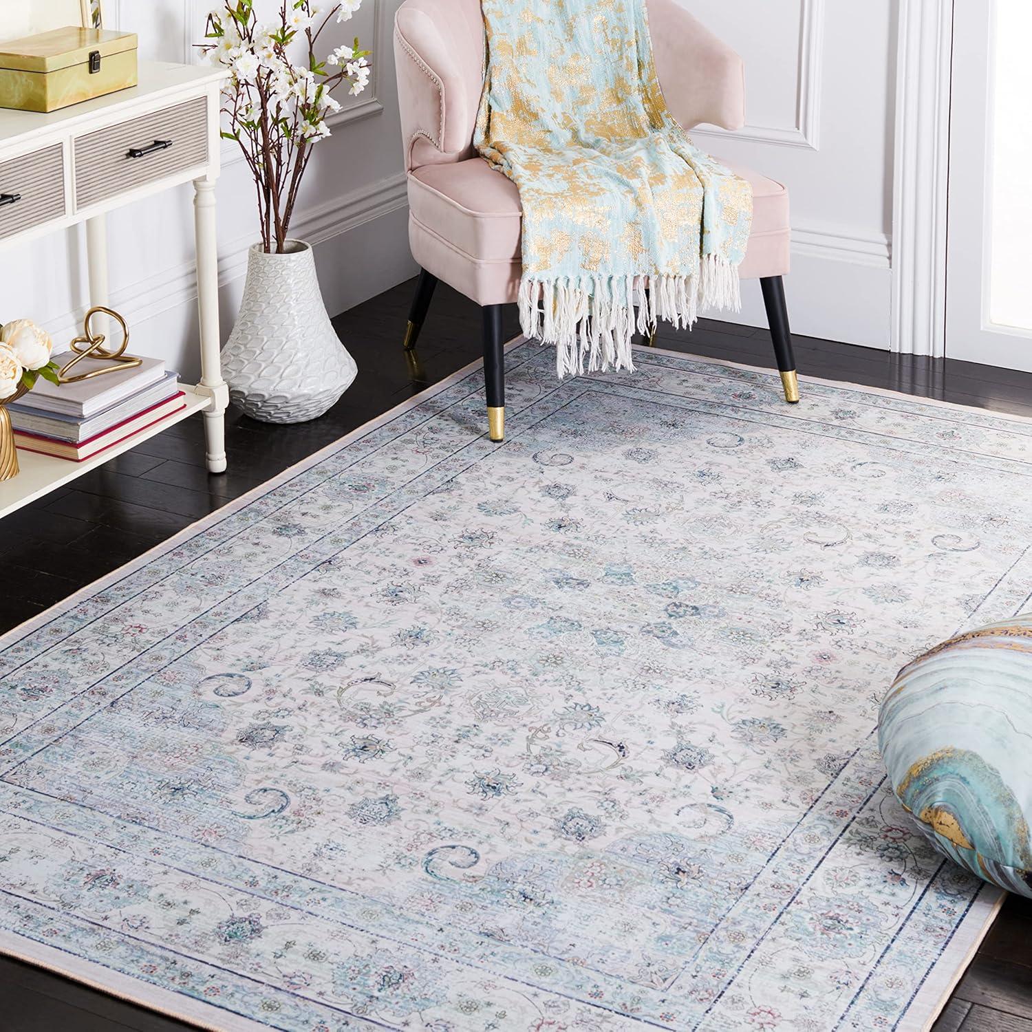 Tucson TSN165 Power Loomed Machine Washable Area Rug - Beige/Green - 6'x9' - Safavieh.