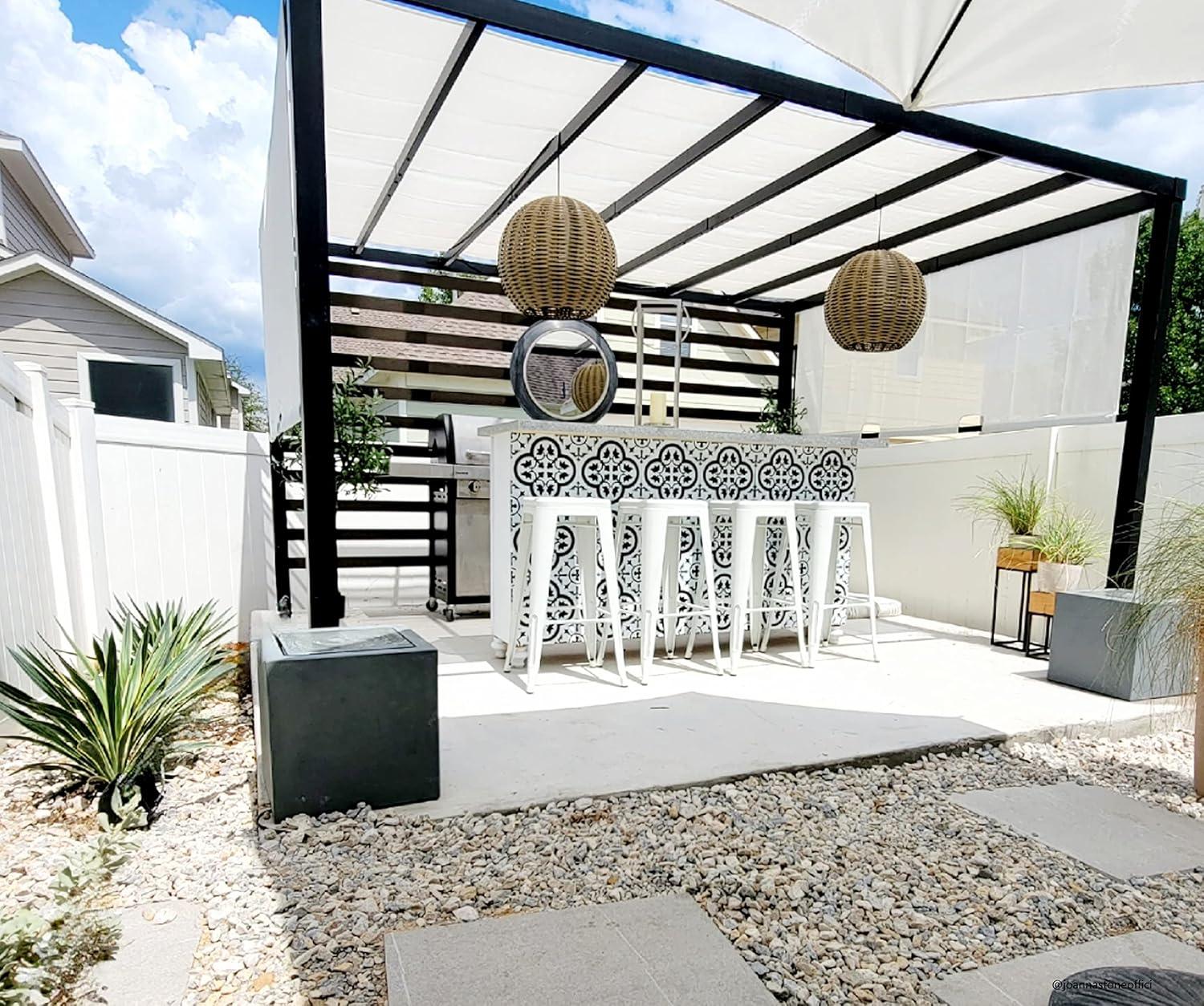 Sunjoy 10' x 12' Black Steel Pergola with White Canopy