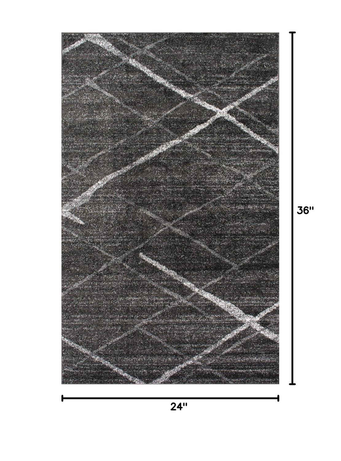 Nuloom 2x3 Thigpen Contemporary Indoor Area Rug, Charcoal, Abstract Lines, Non-Slip Backing, Stain Resistant, Bedroom Living Room, Kitchen