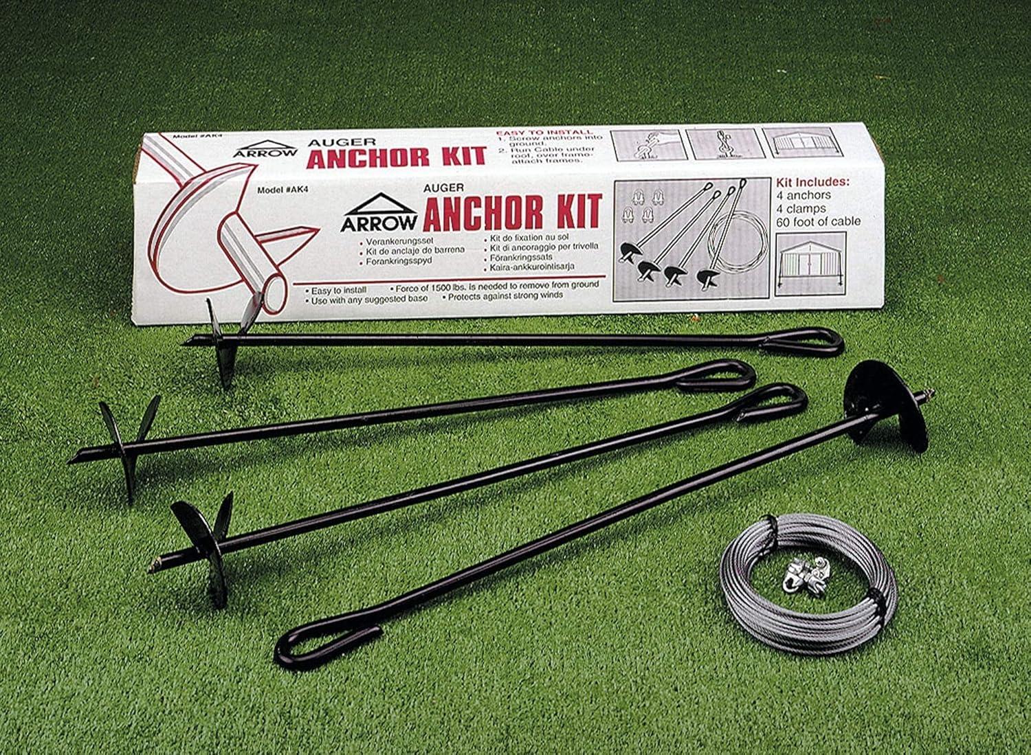 ShelterLogic Arrow AK4 Earth Anchor Auger & Cable Kit for Storage Sheds