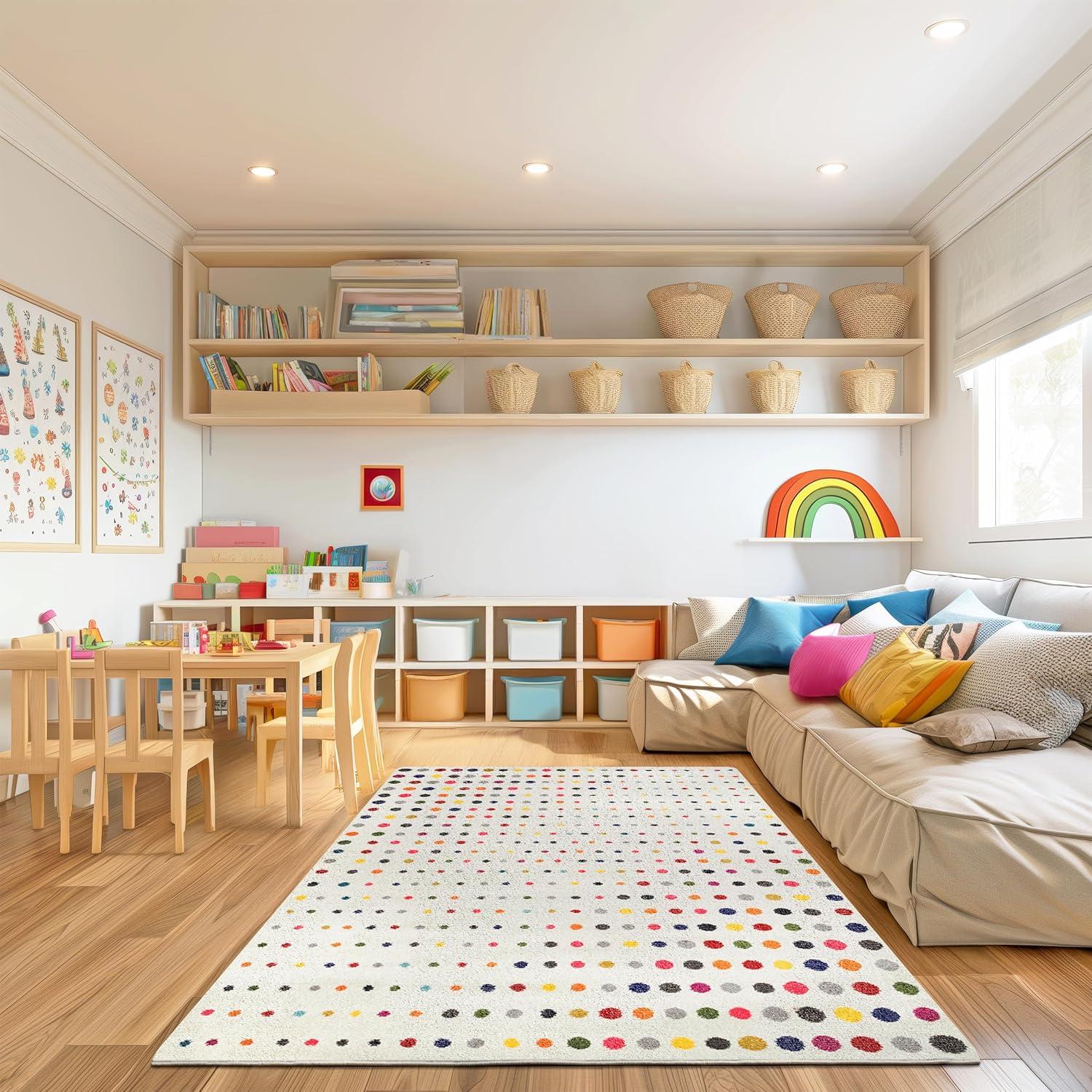 Nuloom Dorie Polka Dot 9x12 Indoor Area Rug for Living Room Bedroom Dining Room Kitchen, Multicolor/Ivory