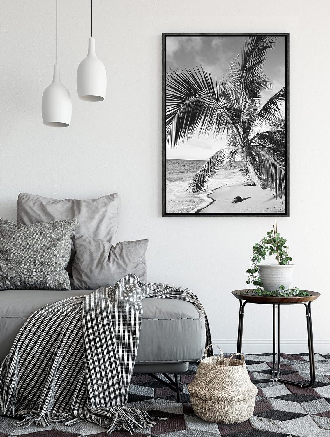 IDEA4WALL Tropical Palm " Vintage Film Grain Beach & Palm Tree Floral Plants Photography Modern Art Rustic "