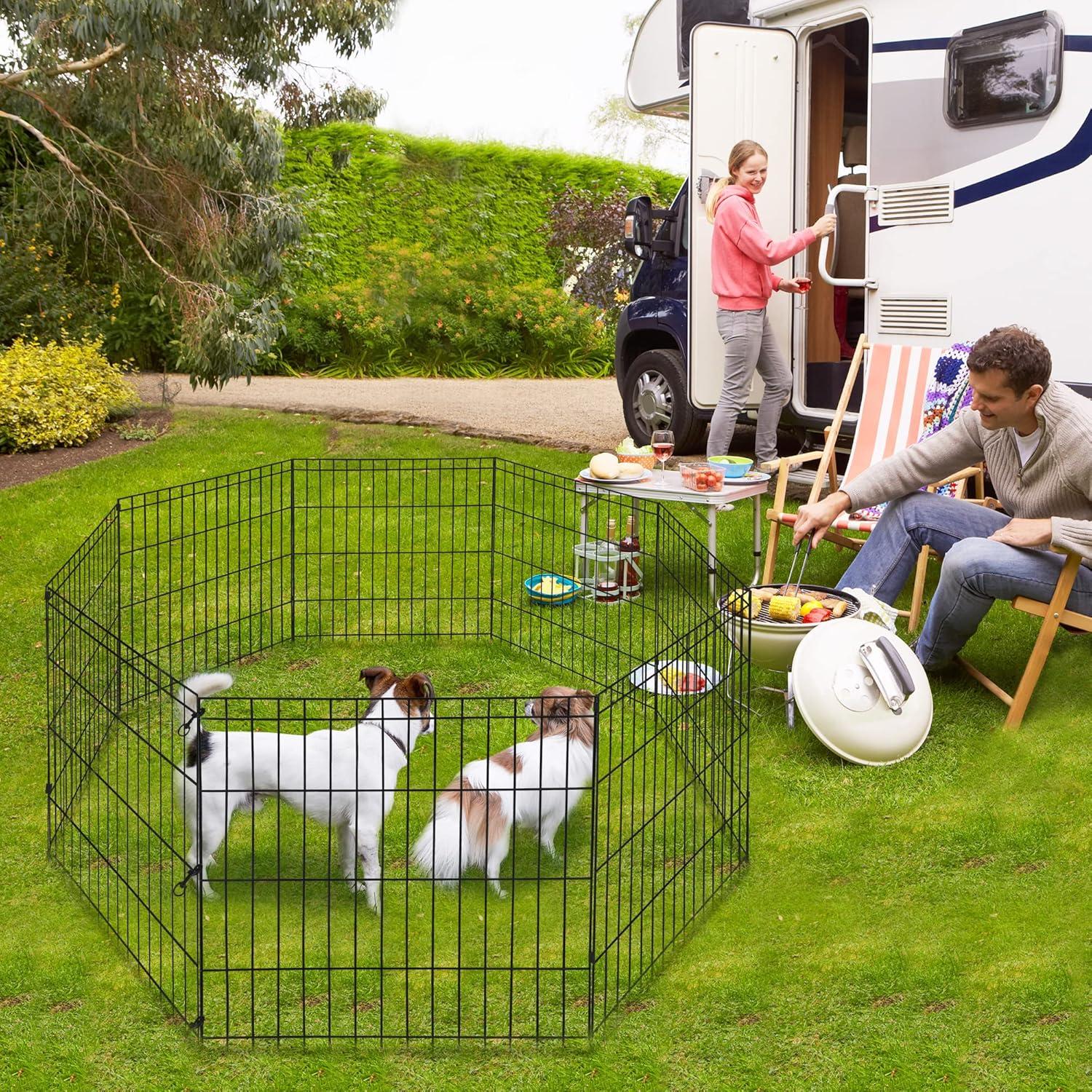 BestPet Puppy Pet Playpen 8 Panel Indoor Outdoor Metal Protable Folding Animal Exercise Dog Fence