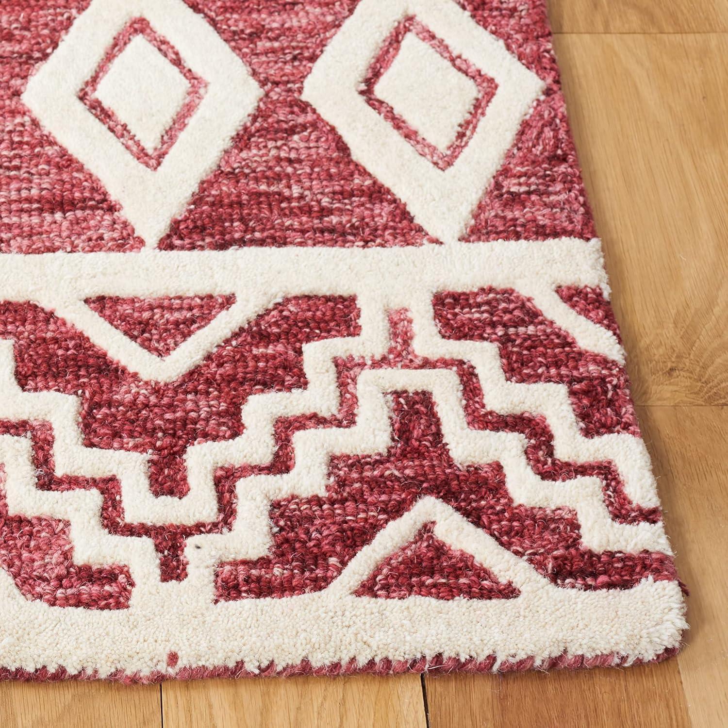 Abstract ABT851 Handmade Indoor Area Rug - Red/Ivory - 8'x10' - Safavieh