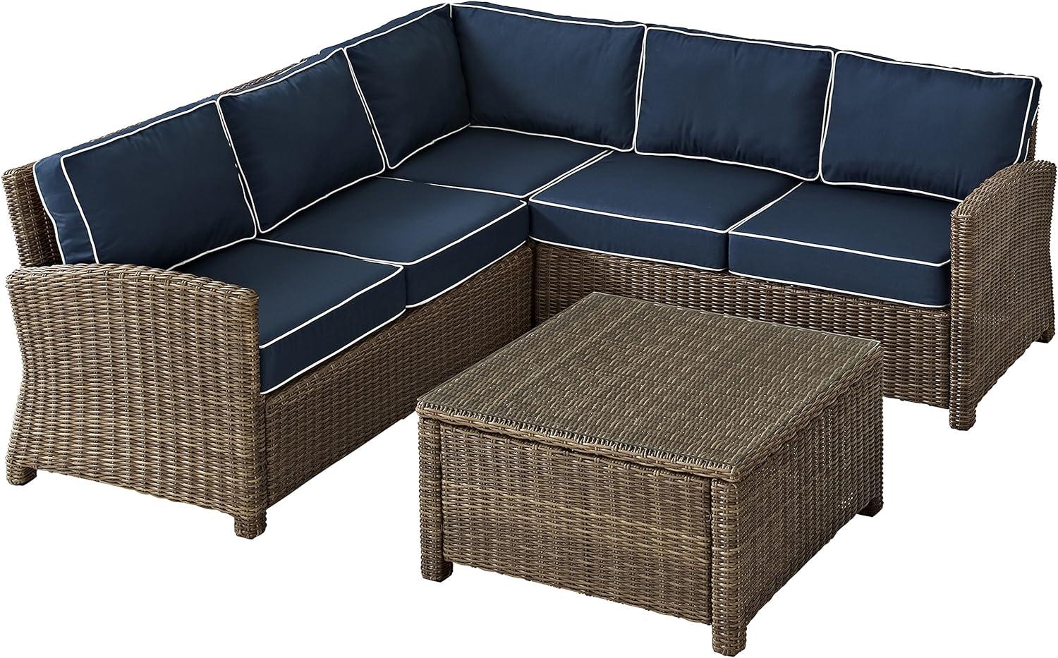 Bradenton 4-Piece Navy Cushions Steel Outdoor Sectional Set