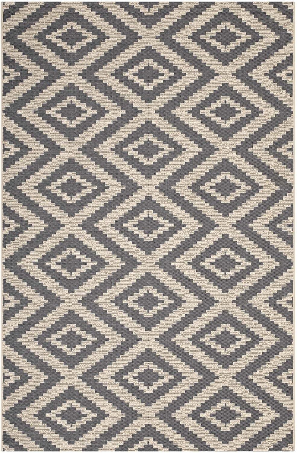 Elegant Geometric Diamond Trellis 5x8 Gray Synthetic Area Rug