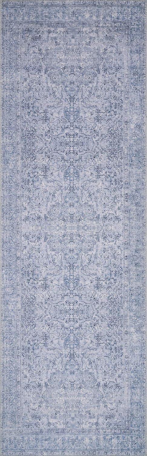 Slate Blue Hand-Knotted Low Pile Area Rug