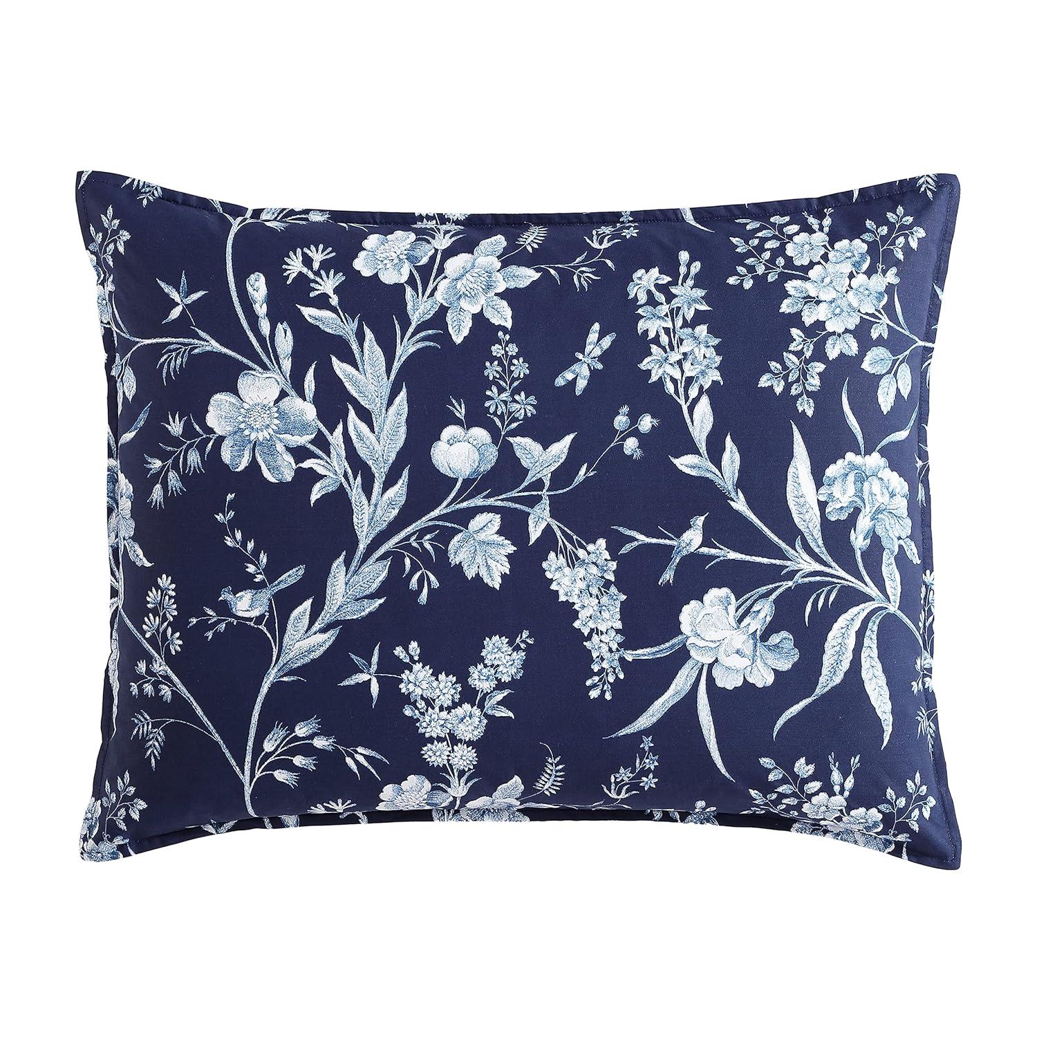 Laura Ashley Laura Ashley Cotton Branch Toile Blue Cotton Comforter Bonus Set
