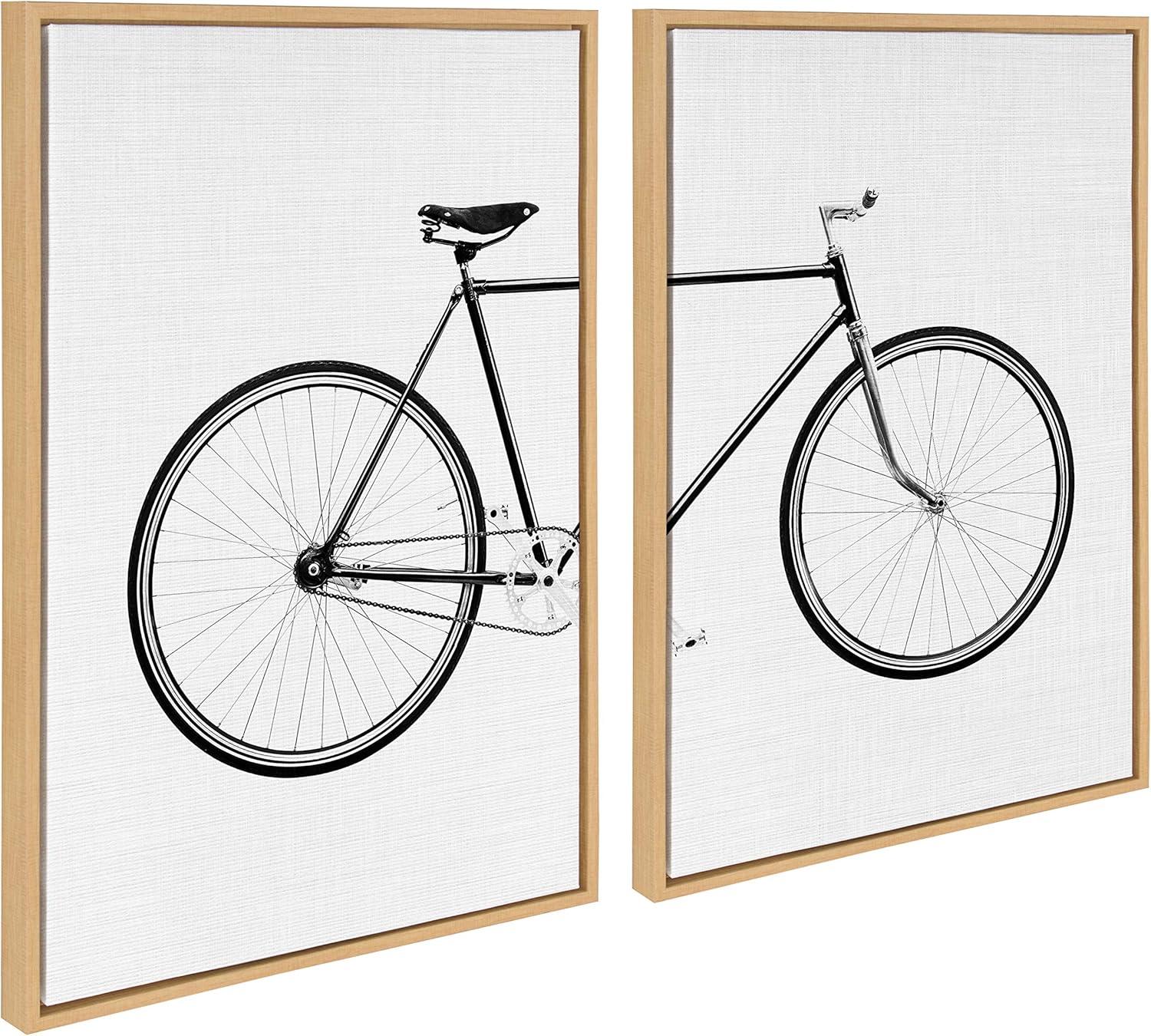 2pc 23" x 33" Sylvie Bicycle by Simon Te of Tai Prints Framed Wall Canvas Natural - Kate & Laurel All Things Decor