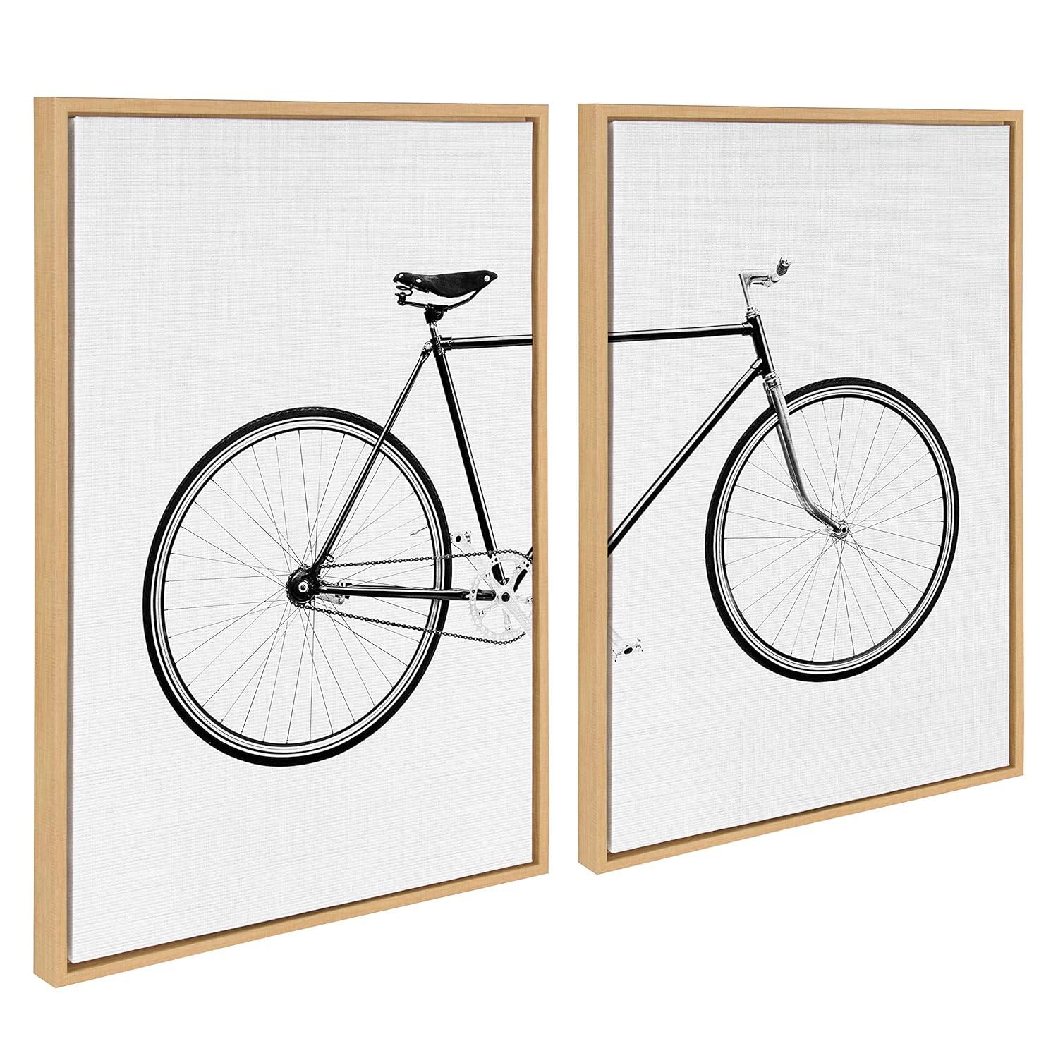 2pc 23" x 33" Sylvie Bicycle by Simon Te of Tai Prints Framed Wall Canvas Natural - Kate & Laurel All Things Decor