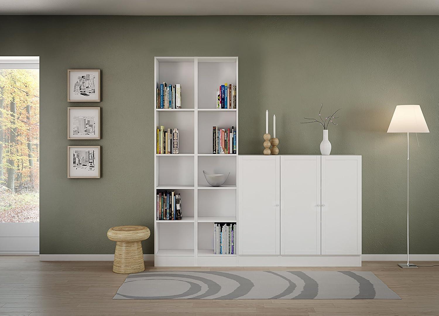 White Adjustable Tall Narrow 5-Shelf Bookcase