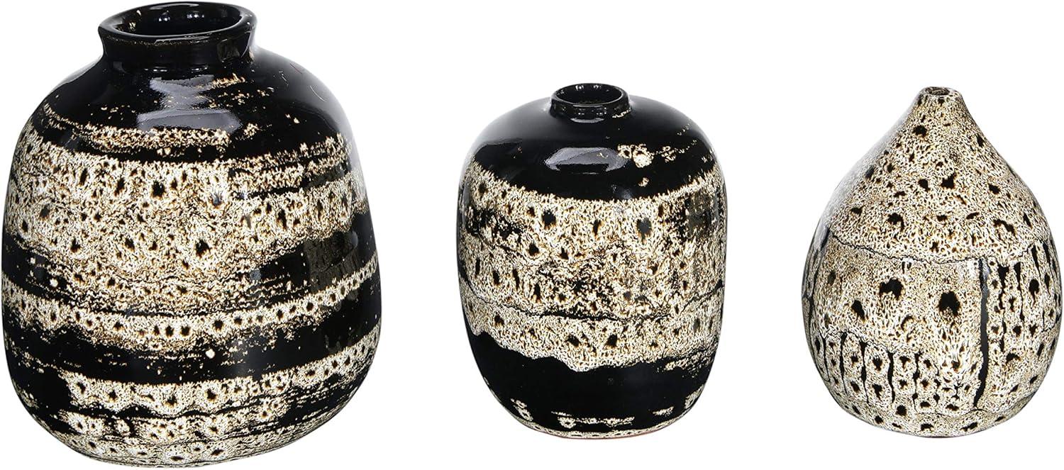 Abishan Round Decorative Terra-cotta Vases with Distressed Design and Reactive Glaze