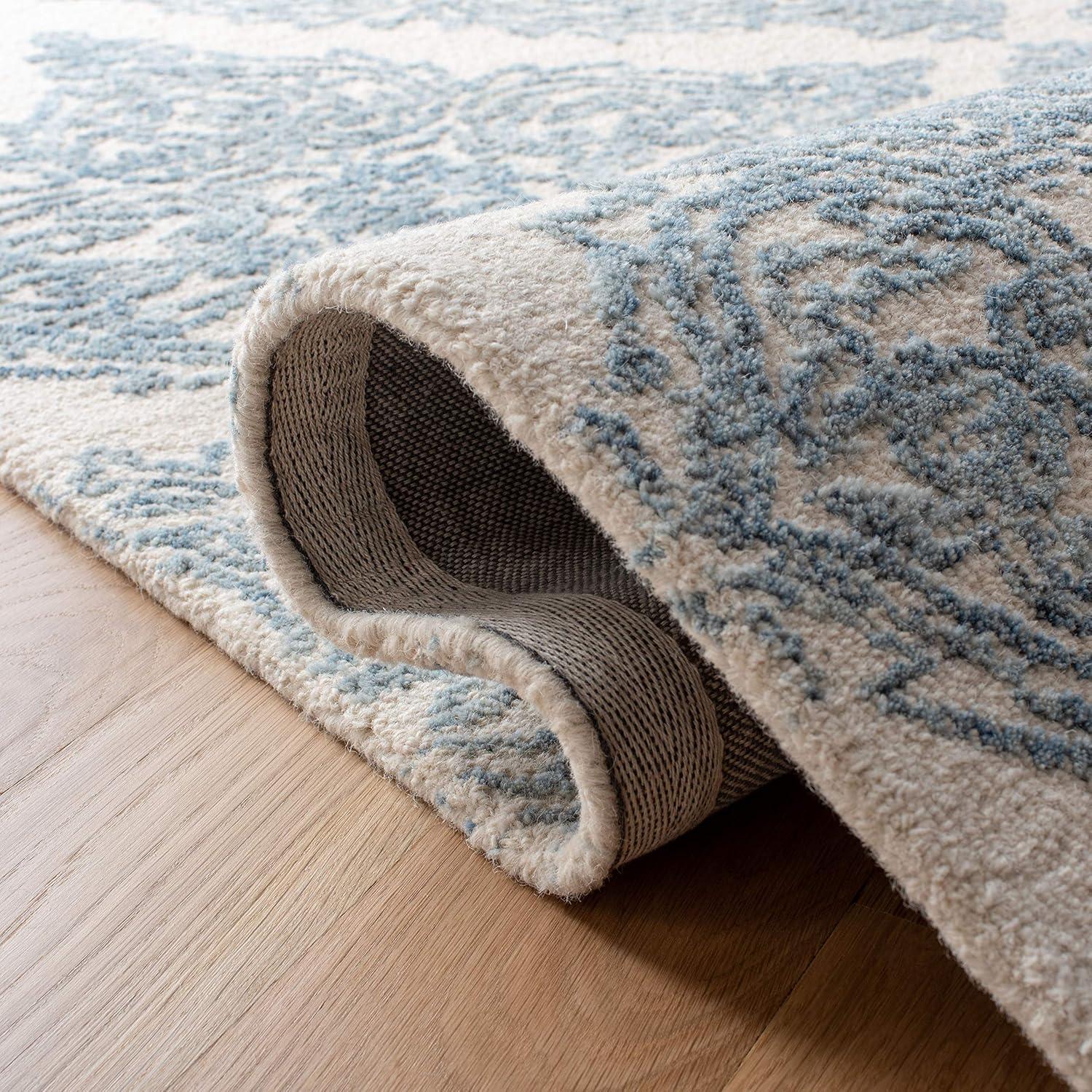 Abstract ABT346 Hand Tufted Area Rug - Ivory/Blue - 6' X 6' Square - Safavieh.