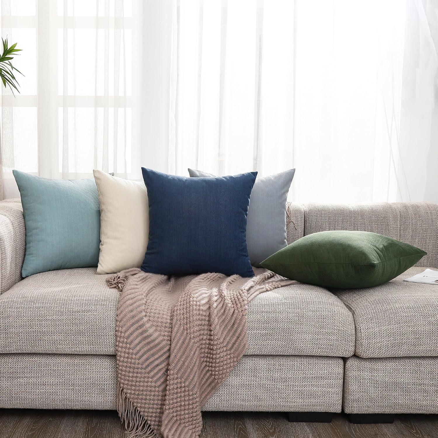 LALA & WONZ Corduroy Striped Throw Pillow Covers (Set of 2)