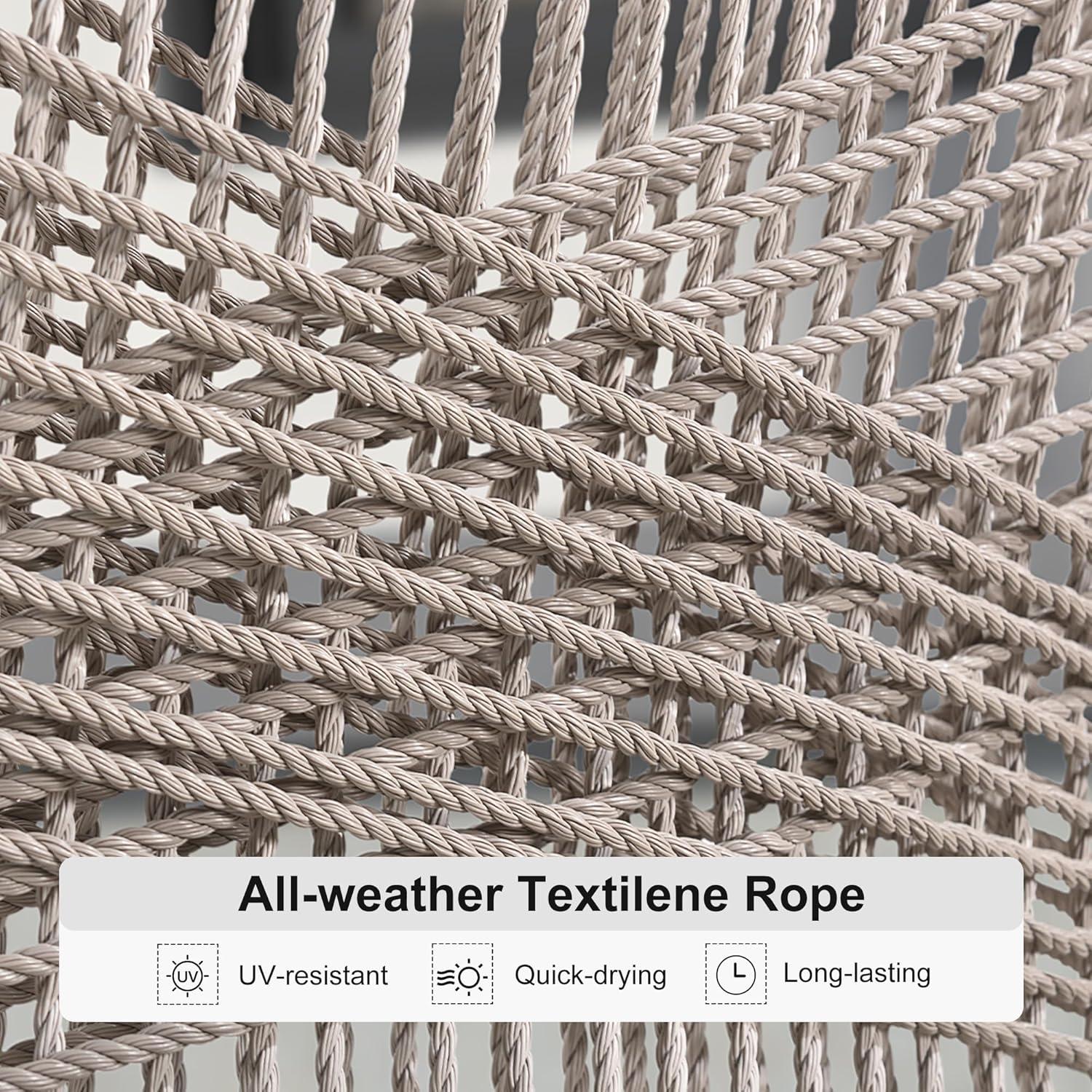 PURPLE LEAF 7 Pieces Patio Dining Set Aluminum Rectangular Table and Wicker Chairs with Cushions for Kitchen Porch Garden Modern Outdoor Furniture Sets, Beige and Dark Grey