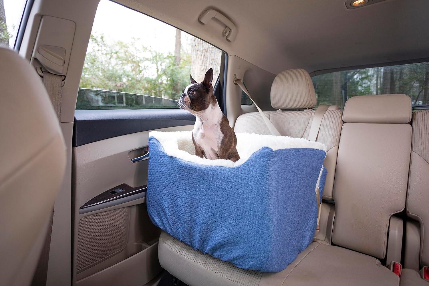 Medium Blue Soft Sided Dog Carrier with Sherpa Lining