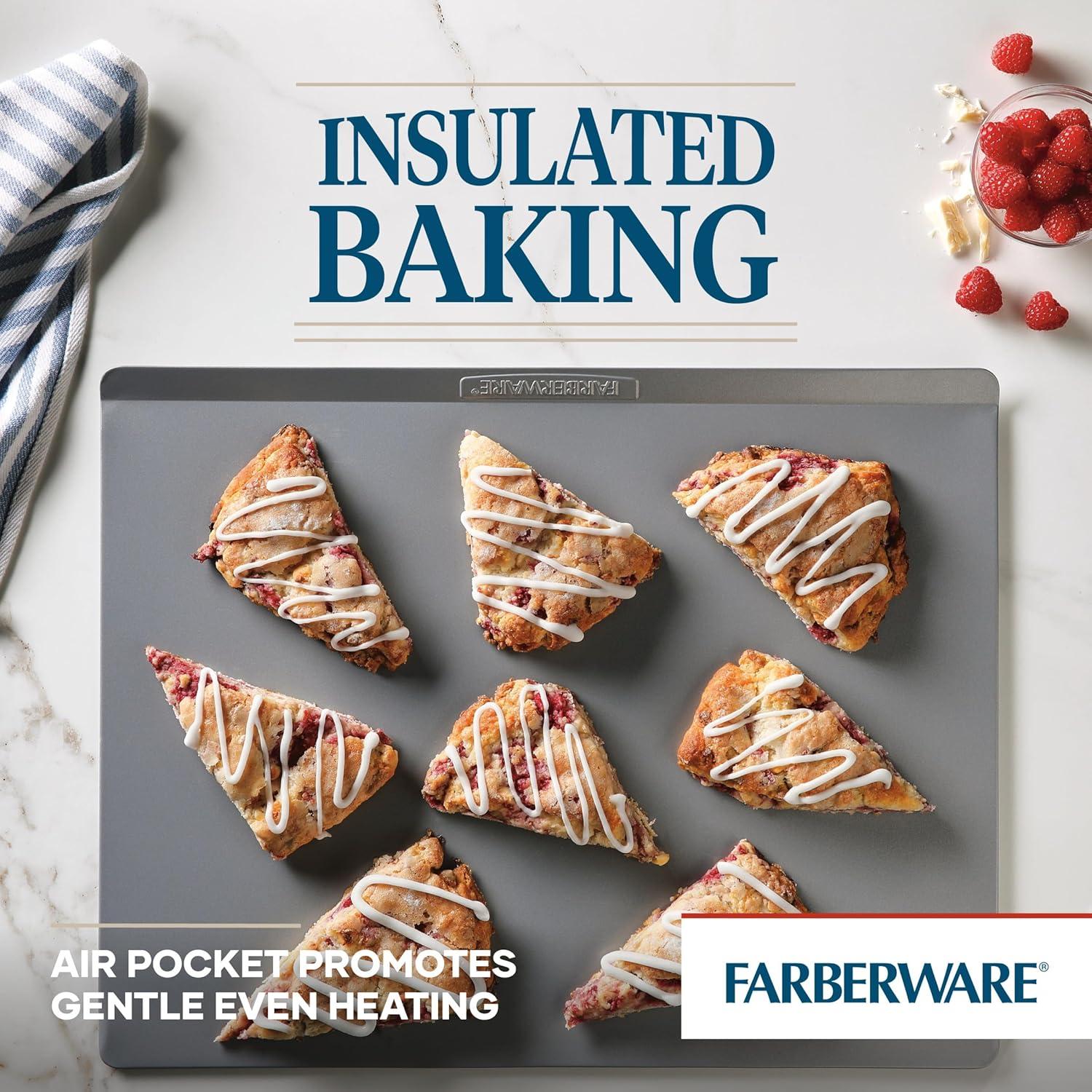 Farberware Insulated Nonstick 15.5"x20" Jumbo Cookie Sheet: Aluminized Steel, Stay-Cool Handle, Even-Heating, Hand Wash